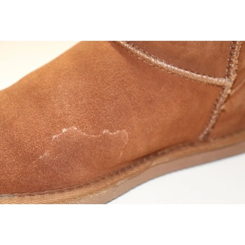 Lamo Kids Classic Boot Brown Suede Faux Fur Lining Pull On Comfort Size 5Y